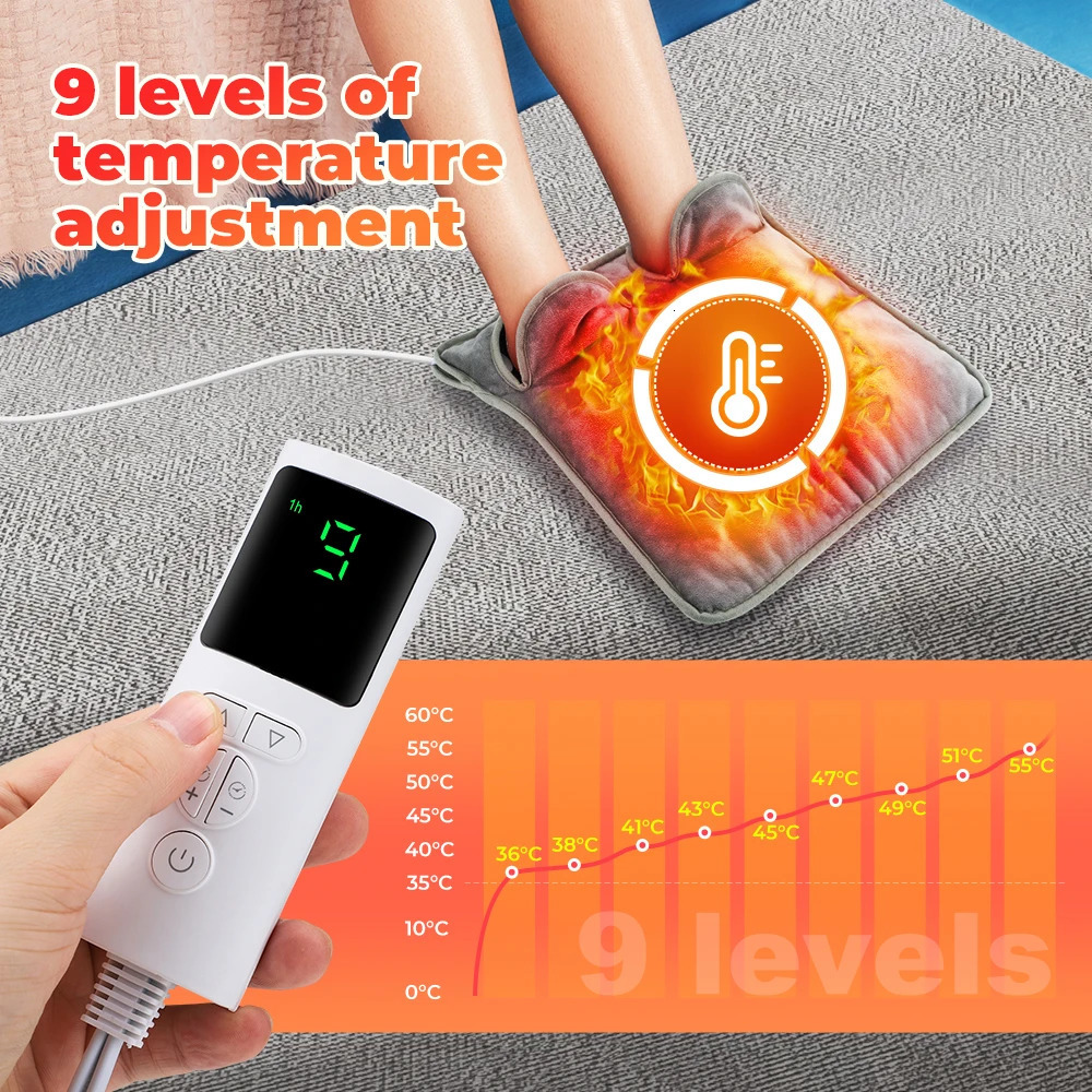 Electric heated foot heater 9-level heating foot heater suitable for cold homes soft heated foot care pads washable 241114