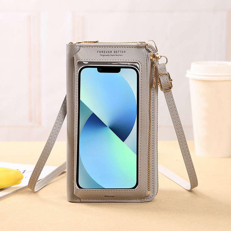 Touchscreen female diagonal cross anti-theft multifunctional single shoulder transparent mini bag, wallet phone bag