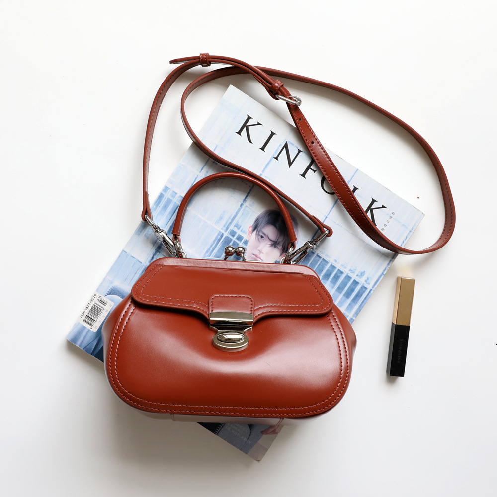 Niche Design Women's Bags Top Handle Genuine Leather Crossbody Hand Bag With Clip dddmymoon