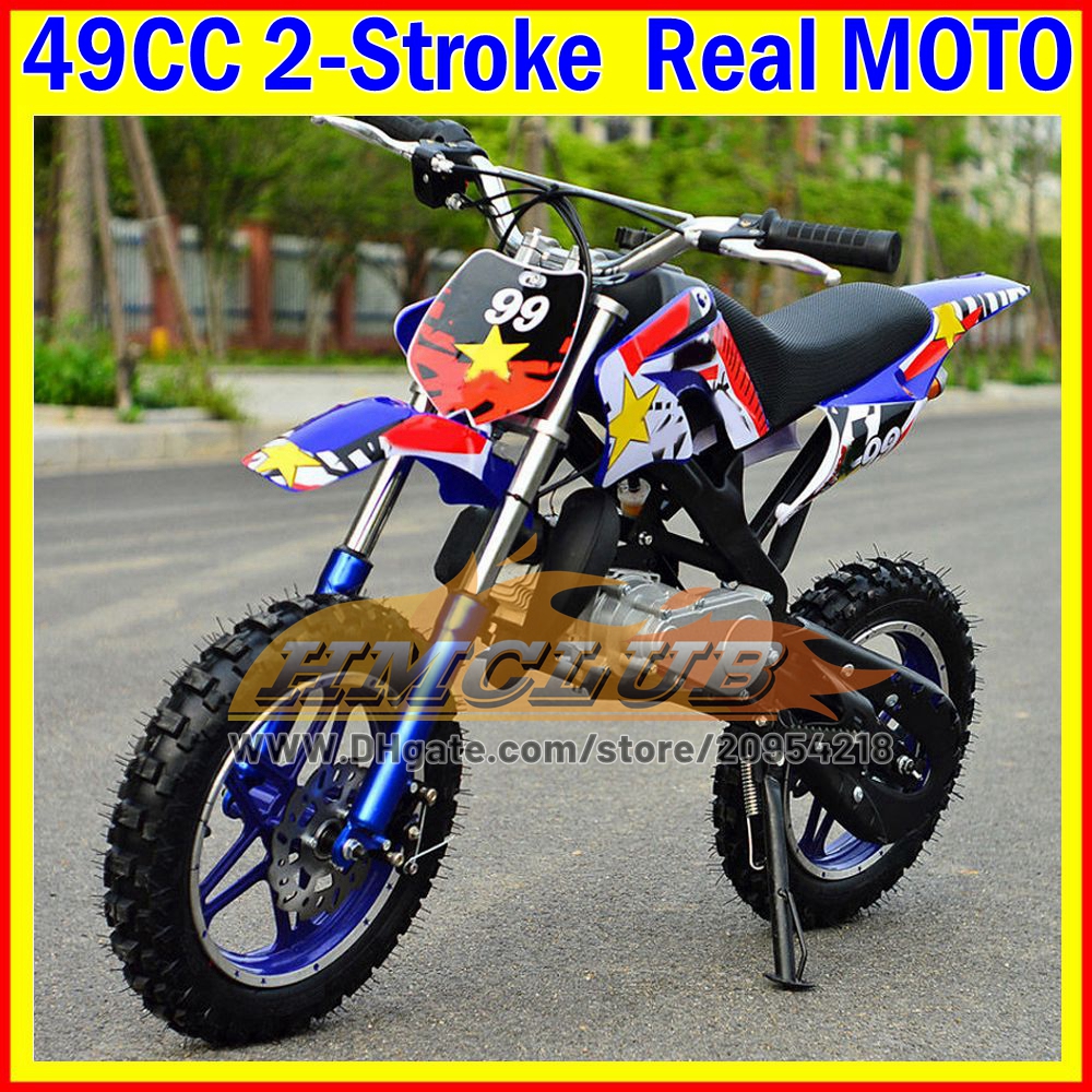 16Colors Real Mountain Mini Motorcycle Small Buggy 49CC 50CC 2Stroke Dirt Bike Superbike Moto Gasoline Adult Child Off-road Vehicle Motorbike Boy Girl