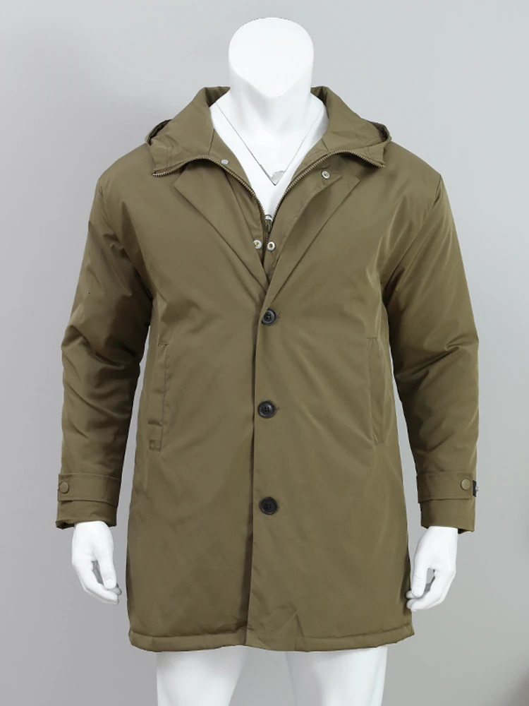 Fashionable solid windproof long trench jacket mens casual loose oversized highquality autumn street warm 241115