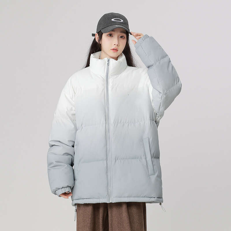 Cotton Men, Autumn Winter New Trendy Brand, Thick And Loose Standing Collar, Warm Jacket, Anti Cold Gradient Cotton Jacket For Men