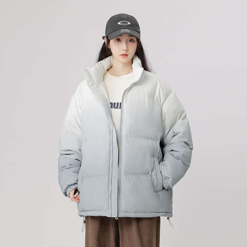 Cotton Men, Autumn Winter New Trendy Brand, Thick And Loose Standing Collar, Warm Jacket, Anti Cold Gradient Cotton Jacket For Men