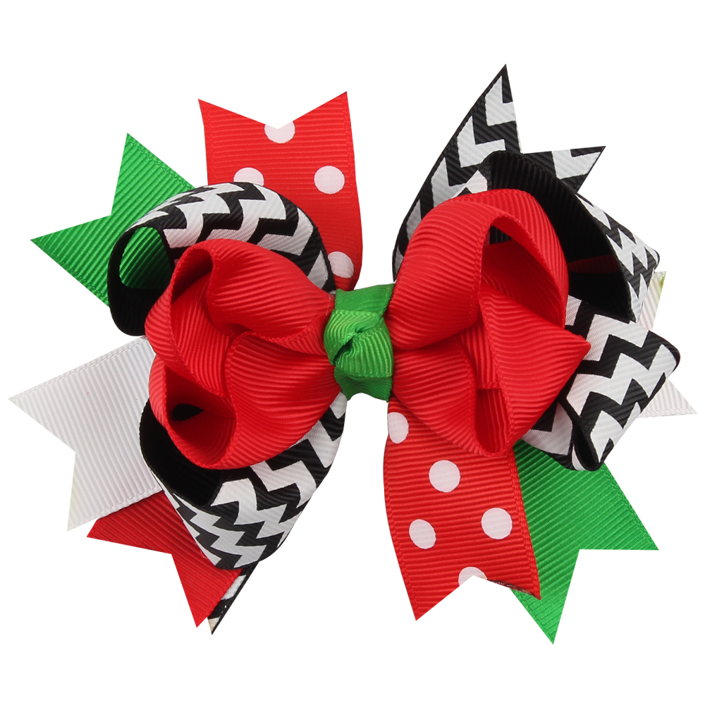 Xmas Bow Clip 12CM Christmas Design Hair Flowers Children Headwear Kids Hairpin Girls Baby Headwear Accessories HC045