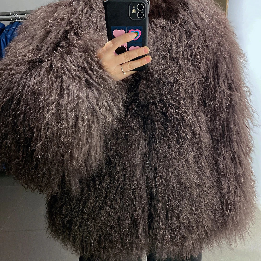 YOLOAgain More Colors 2024 Winter Warm White Mongolia Sheep Fur Jacket Coat Women Outerwear 241115