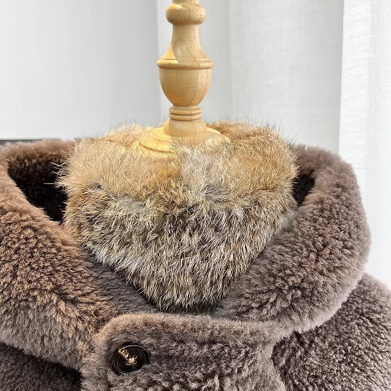 Womens Hand-Knitted Real Rabbit Fur Headband Knitted Fur Scarf Warm Empty Top Plush Hat Autumn and Winter Jewelry Accessories 241115
