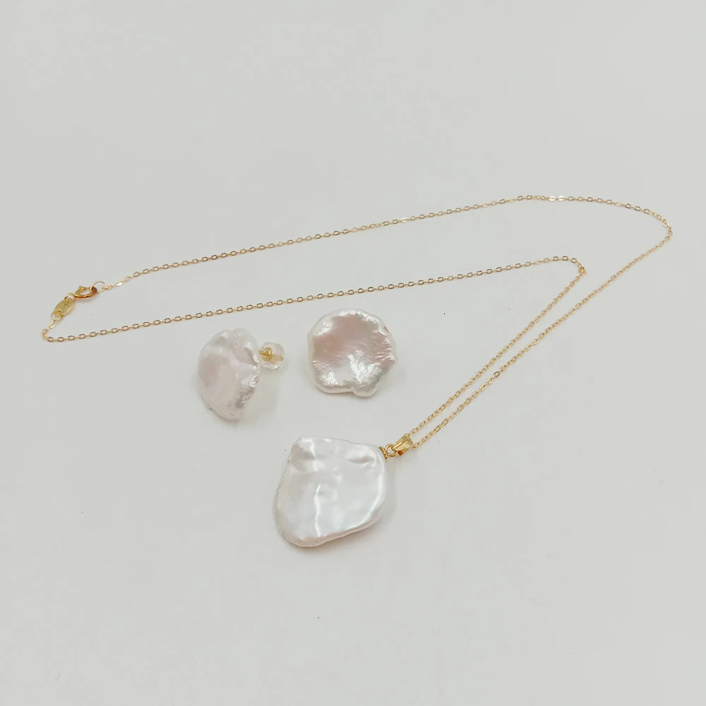 Keshi Baroque Pearl Set 925 Silver Pearl Set Comes with Necklace and Earrings 100% Natural Frozen Pearls - High Quality Great Baroque Pearls 241115