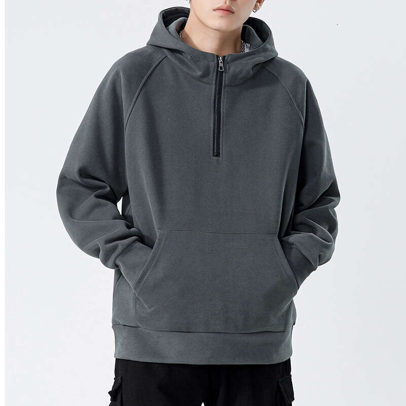 Velvet Half Zip Hoodie Hooded Kunhai Pengyun Autumn And Winter New Trendy Brand Solid Color Men's Warm Jacket