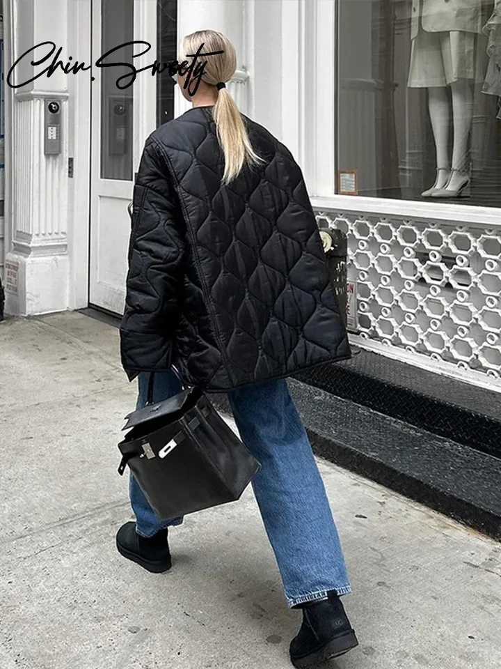 Casual Cotton Jacket Women Urban O-neck Long Sleeve Single Breasted Pocket Female Coats 2024 Autumn Winter Lady StreetwearC241115