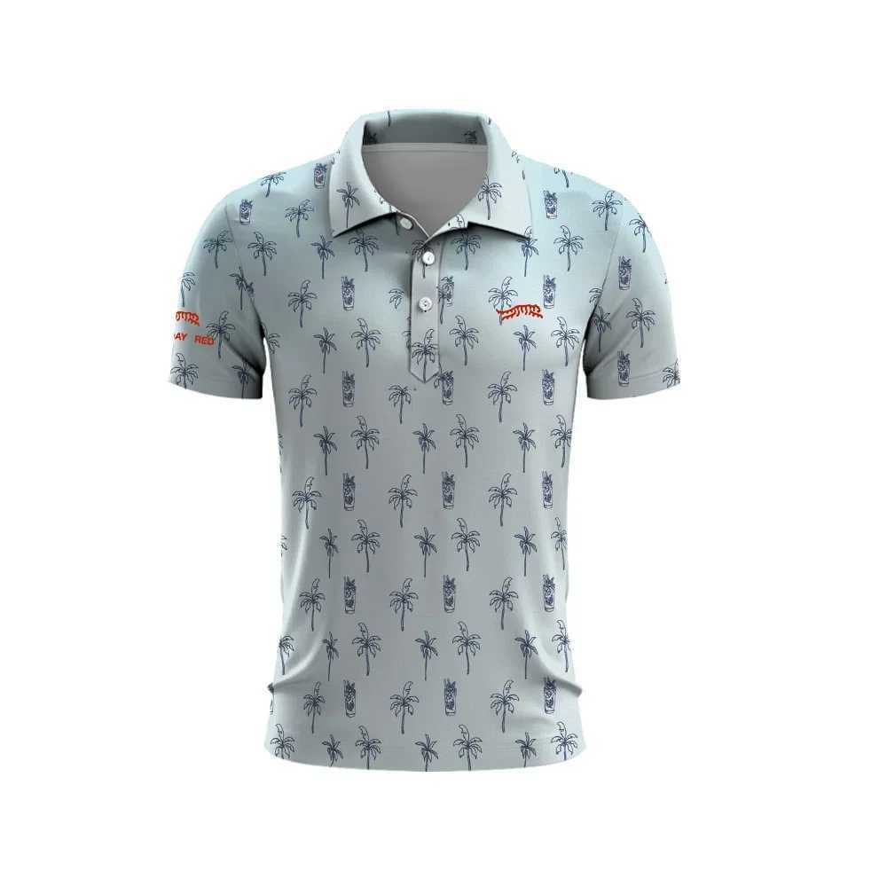 2024 Tiger Woods Golf Sun Day Red Checkered Mens Summer Golf T-shirt Quick Drying Golf Club Button T-shirt Polo Shirt W241114