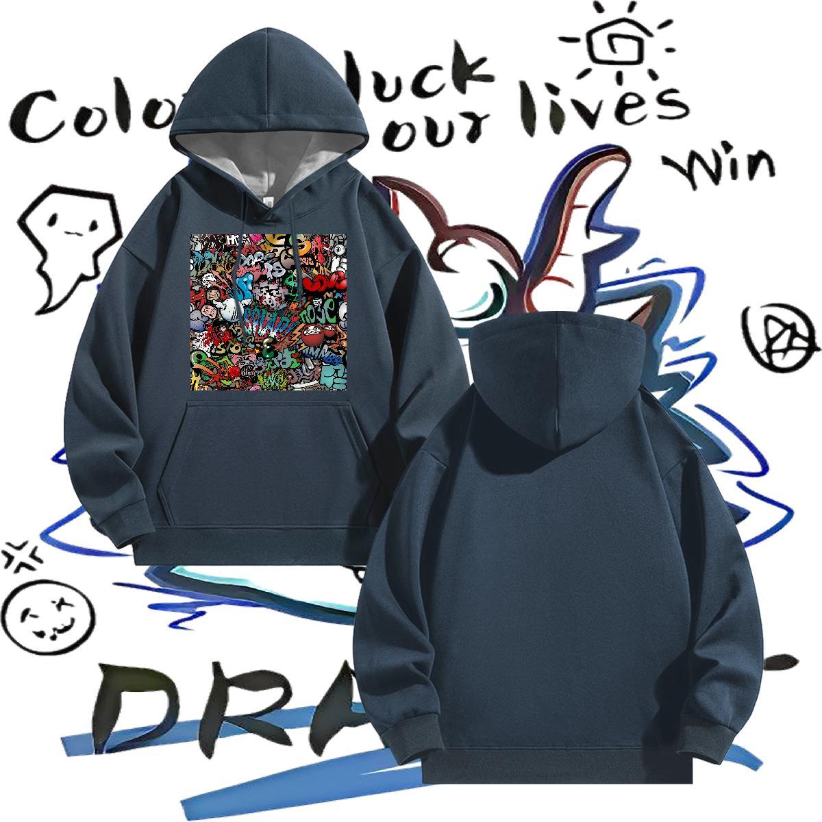 Classic Casual Men Sweatshirt hoodie Street wear Hip Hop Comfortable Men Hoodie Drawstring Long Sleeve Custom Print Plus Size Tops Hoodie Thick Fleece