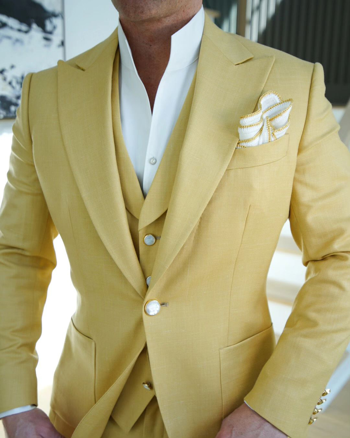 Modern Men's Tuxedos Notched Lapel Single Breasted Groom Wedding Prom Party Blazer Plus Size Suits 3 Pieces Set (Pants+Vest+Coat)