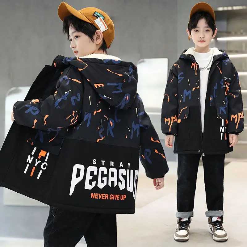 5 6 8 10 12 Year Youth Boys Jacket Autumn Thick Warm Childrens Jacket Fashion Zipper Hooded Boys Jacket New Childrens Clothing X241115