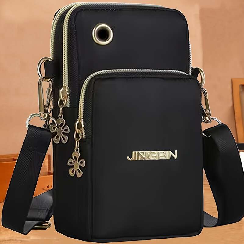 2025S Designer S New Model Mini Black Crossbody Phone Bag With Adjustable Shoulder Strap Golden Charm And Stylish Design