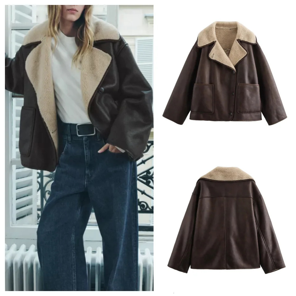 cross-border foreign trade European and American clothing autumn and winter fashionable fur one-piece suede double-si 241114