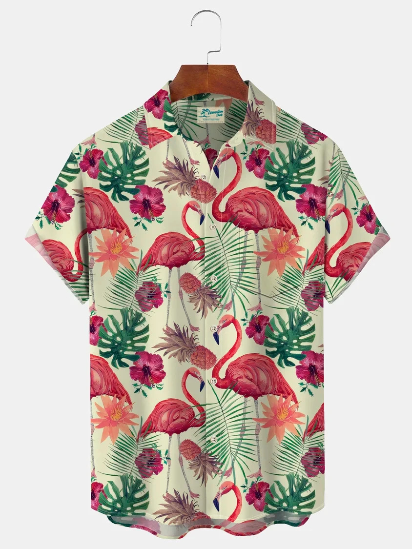 Beach Hawaiian Casual Mens Shirts Outdoor Street Daily Fall Turndown Short Sleeve Fashion Buttoned Shirt for Boys 240415