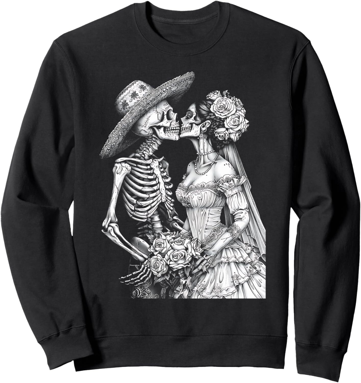 Long Sleeve Shirts for Men sweatshirt Skeleton Wedding Day Dead Bride and Groom Kiss Graphic Tees Sweatshirt Streetwear Casual tops clothes