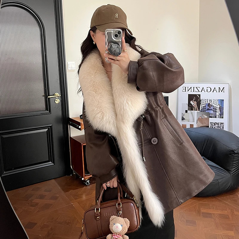 2024 Winter Women Long 80CM White Duck Down Jackets 100 Natural Oversized Collar Suede Fashion Casual Windproof Coats 241115