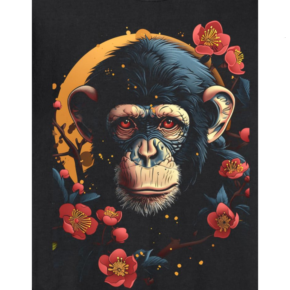 Long Sleeve Shirts for Men sweatshirt Monkey Business Japanese Macaque Cherry Blossom Nature Lover Sweatshirt T shirt Tee Streetwear Casual tops cloth