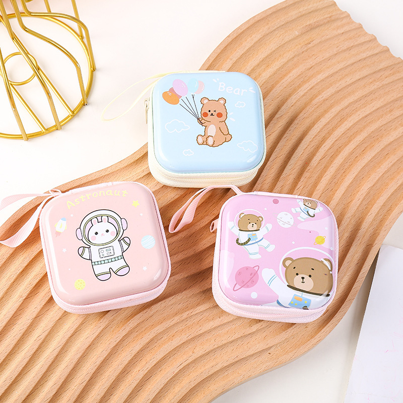 Designer's new astronaut tin square purse, children's coin handheld storage bag, little girl zipper bag