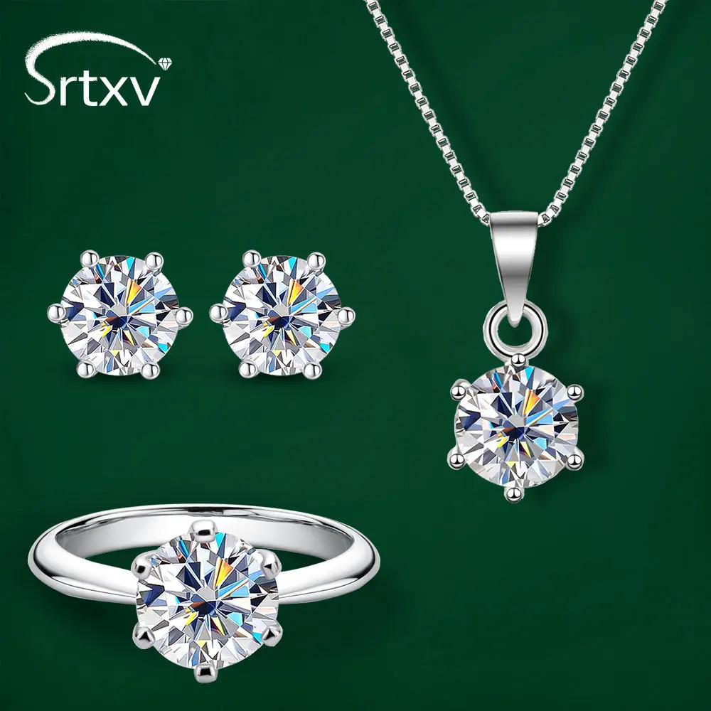 A total of 9 CT diamond sets used for womens pendant necklaces wedding rings stud earrings birthday bride gifts and exquisite jewelry sets 241115