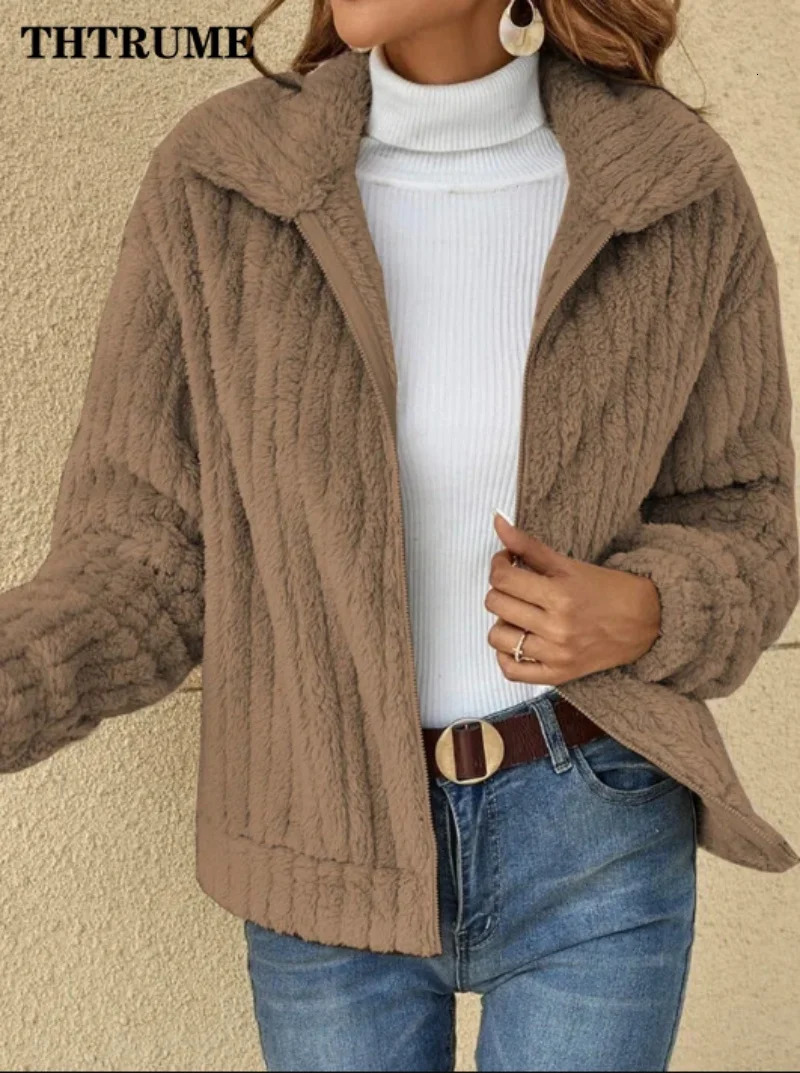 Autumn Winter Women Warm Jacket Fashion Solid Color Lapel 2024 Elegant Coats Casual Communte Holiday Outerwears Lady Jackets 241115