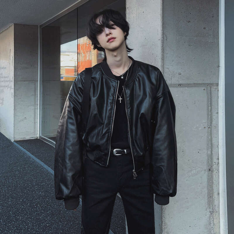 MYQ Handsome Short For Men In Autumn Winter, Luxury And Loose Jacket, Korean Edition, Trendy Motorcycle Leather Jacket