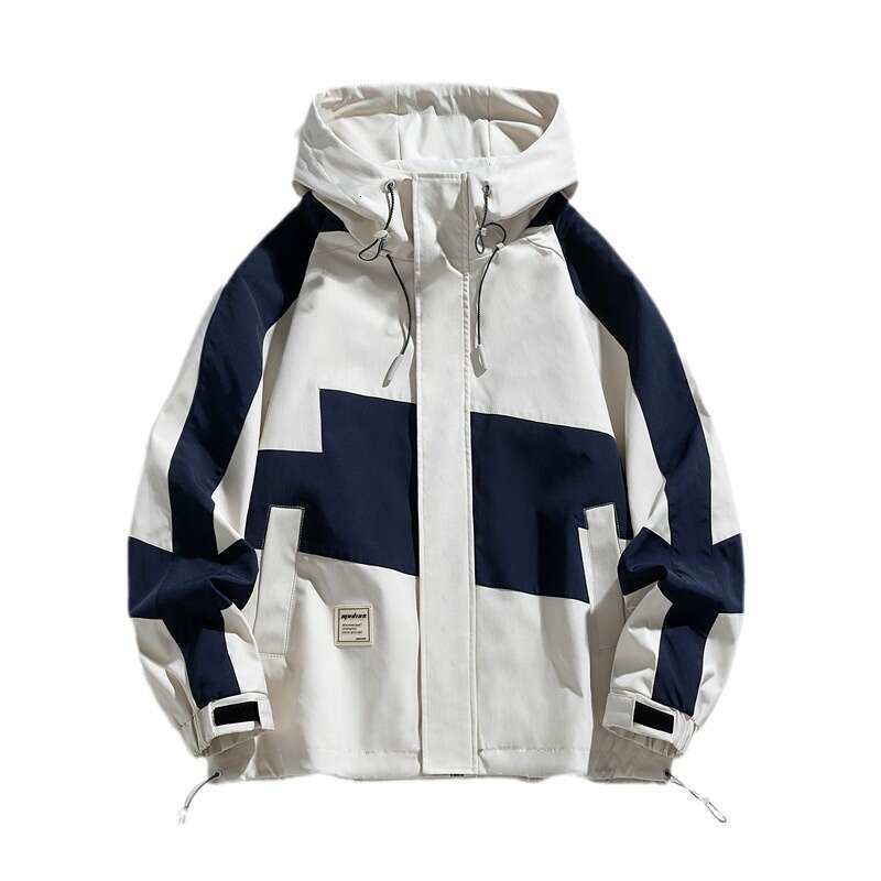 NASA Color Blocked Patchwork Jacket For Men's Clothing, Spring And Autumn Hooded Jacket, Trendy Brand Loose Workwear Top