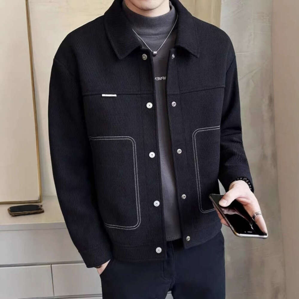 Men's Casual Autumn Winter New Cool And Trendy Brand Jacket Men's Short Style Lapel Slim Fit Versatile Top