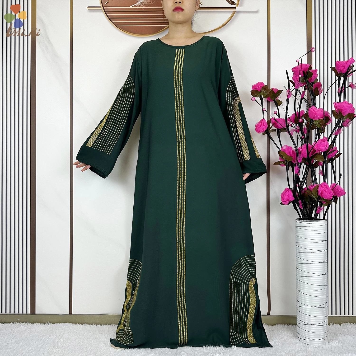 Latest African Fashion Abaya Gold Dia Weight Loss Dress Kaftan Robe Muslim Womens Long Sleeve Clothing 241111