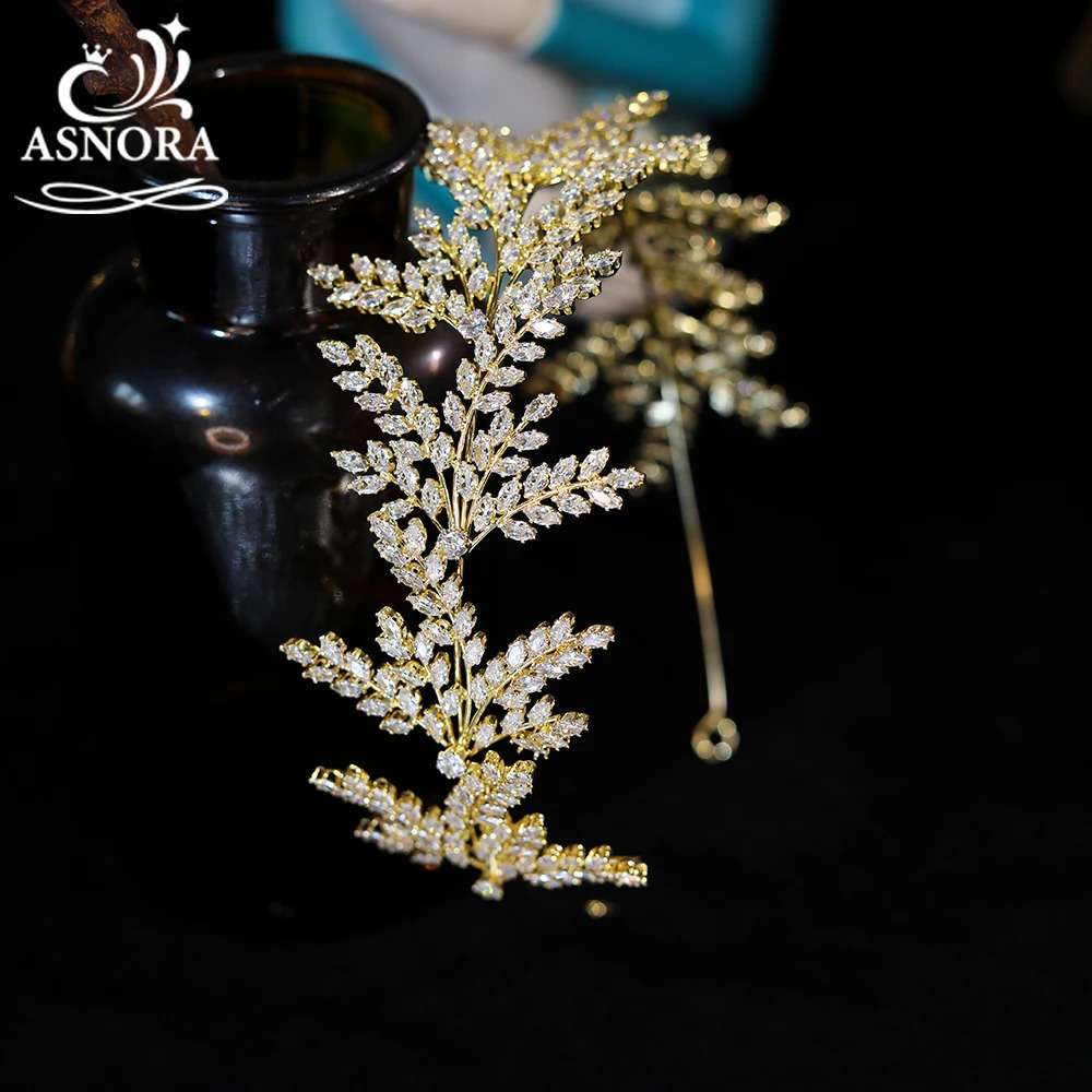 Fashion Bride Headband Crystal Leaf Hair Band ASNORA Bridal Crown Tiaras Wedding Accessories Wedding Accessories A01006 241115