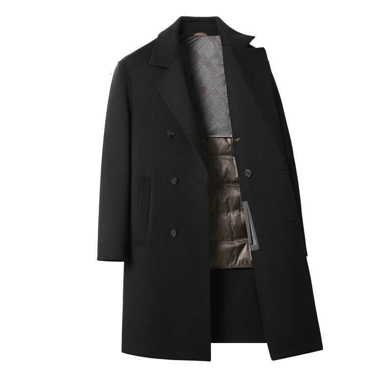 Autumn And Winter Business Commuting Double-Sided Woolen Mid Length Casual Suit Collar, Middle-Aged Coat, Trendy Men's New Style