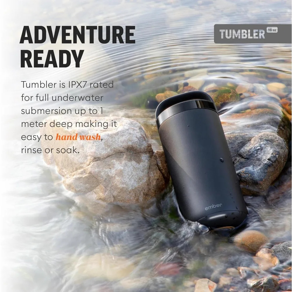Ember Tumbler Temperature Control Travel Mug Stainless Steel AppControlled Heated Coffee with 3Hour Battery Life Black 241115
