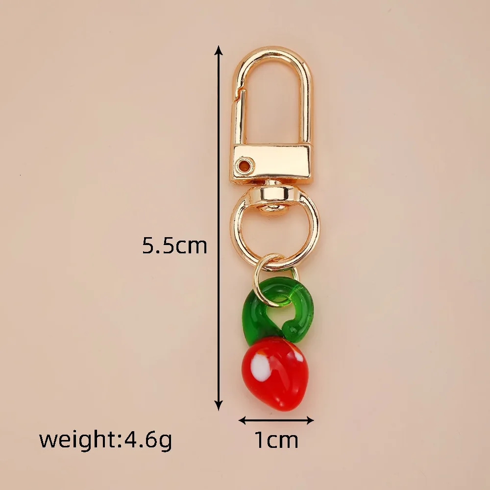 20 Fun Cartoon Simulation Food Fruits Strawberries Keychains Watermelon Cherry Pendants Decorative Keyrings 241115