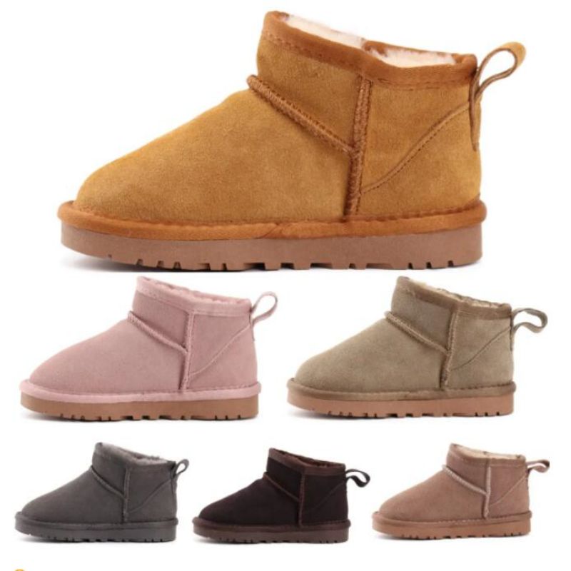 Kids Toddler Boots tasman Slippers Australia Snow Boot Children Winter Classic Ultra Mini Boot Botton Baby Boys Girls Chestnut Ankle Fur Suede Booties with Bows