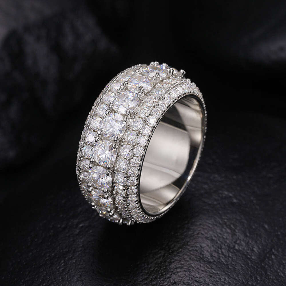 mens 18k platinum plated vvs1 moissanite wedding ring designer jewelry pass diamond tester hip hop rings fashion couple ring for men and women