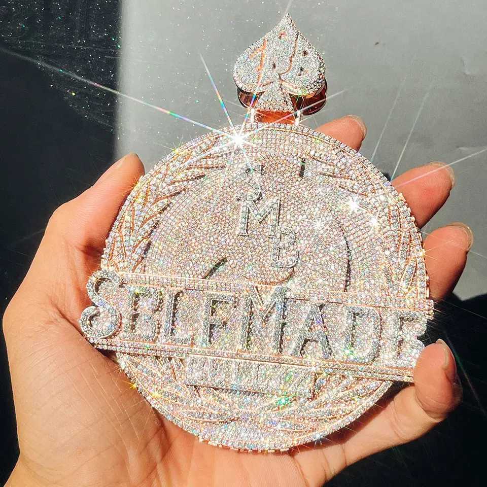 Hip Hop Jewelry factory custom moissanite pendant 925 silver pendant 10k 14k 18k gold men and women hiphop mossanite jewelry