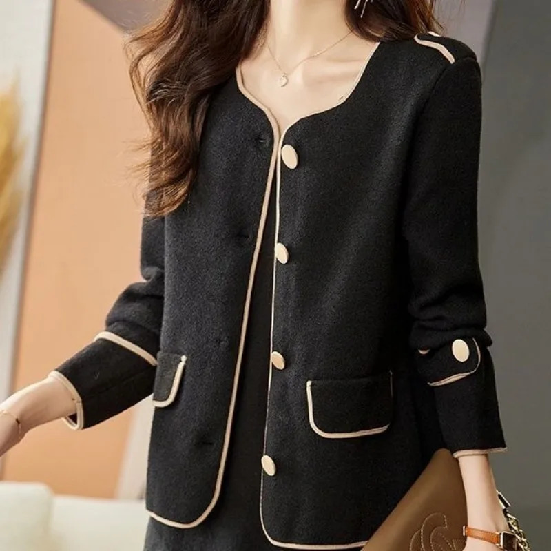 Women Autumn Winter Elegant Temperament Solid Color Long Sleeve Coat Clothes Simplicity Office Lady Allmatch Trend Tops 241115