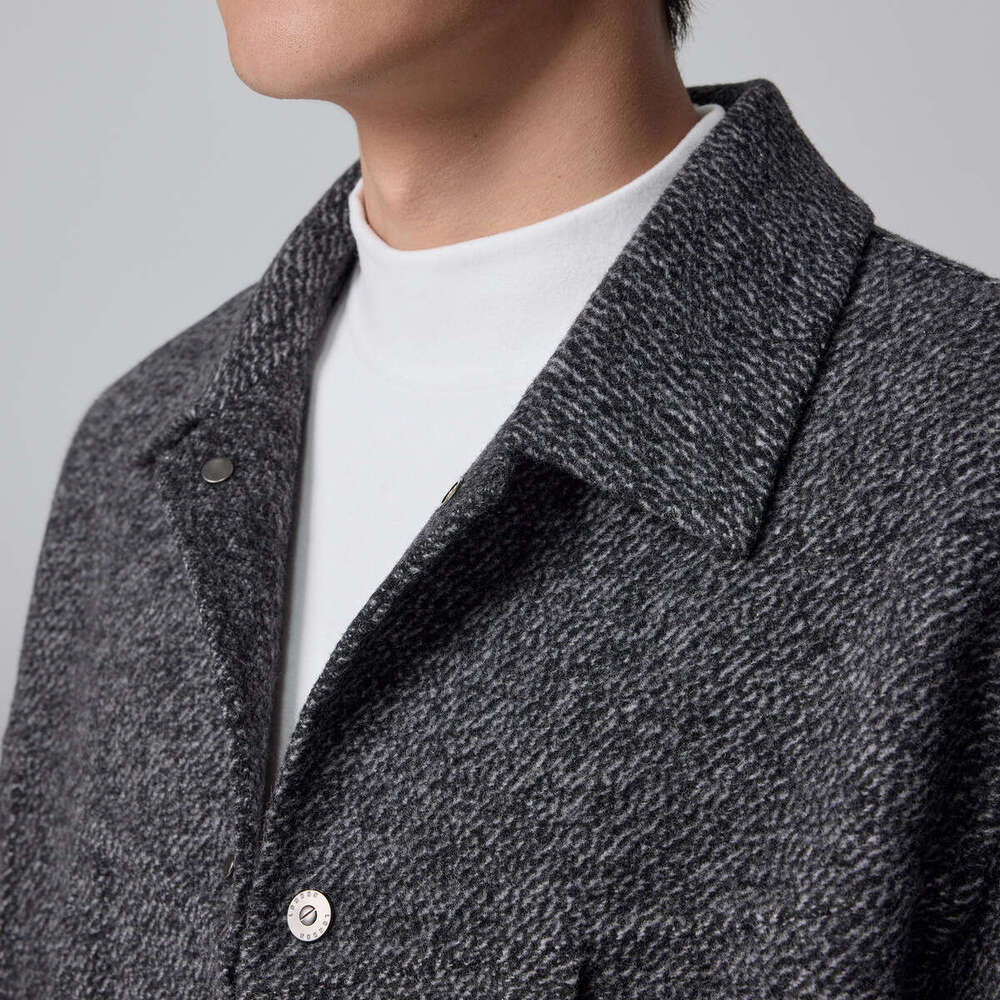 Momaike Twill Texture Double-Sided Woolen 2024 Winter New Thick Men's Jacket 81251