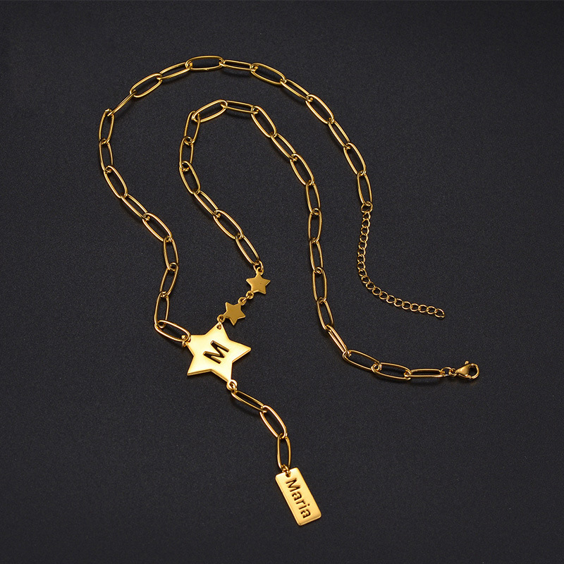 Custom Star Letters Name Pendant Necklace Stainless Steel Choker Necklace Gift