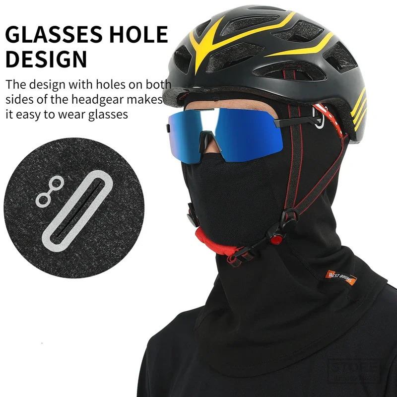 WEST BIKING Thermal Mens Hat Winter Cycling Equipment Windproof Motorcycle Helmet Liner Breathable Balaclava Face Mask Headwear 241114