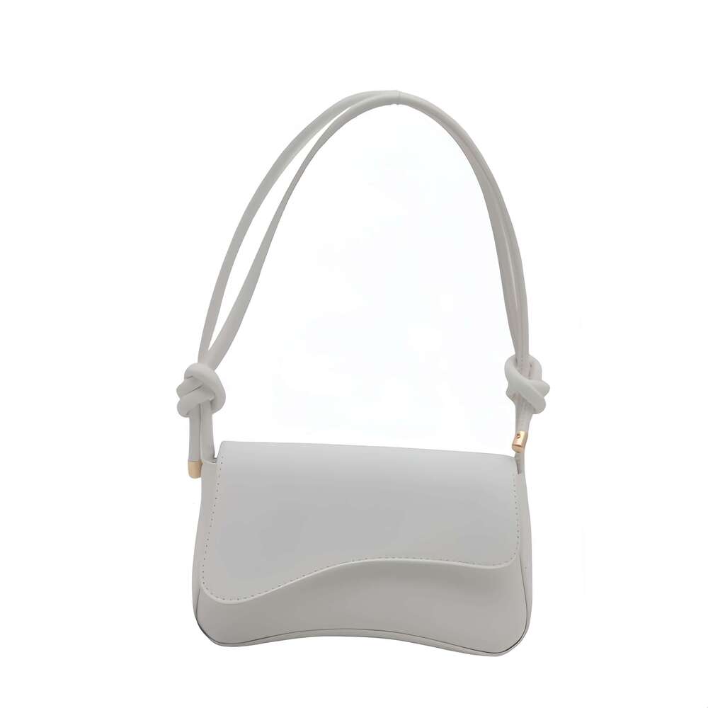 Faux Leather Shoulder Bag with Buckle Closure Solid Color, Polyester ed, Handheld Crossbody Design, Non-Washable - Black & White