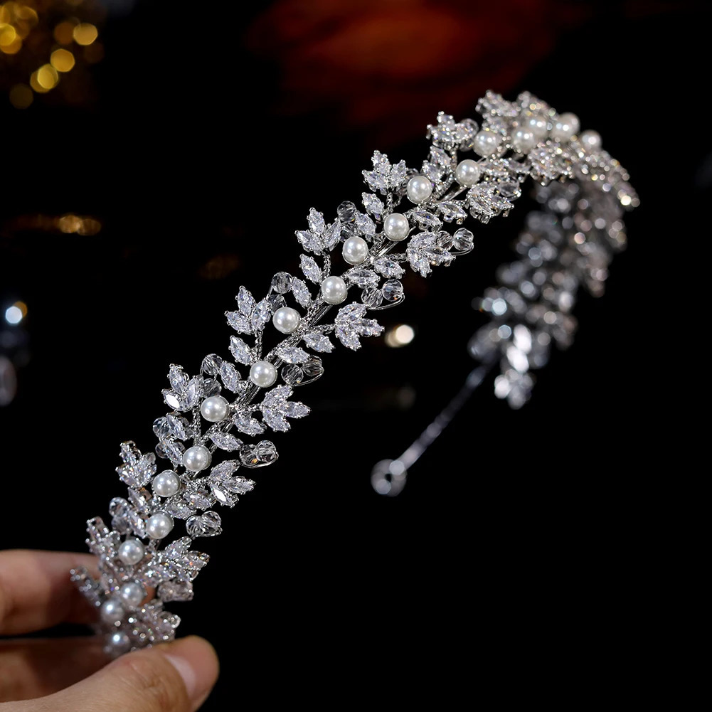 2024 Crystal Pearl Hair Accessories Fashionable Bridal Headwear Wedding Hair Accessories CZ Headwear 241115