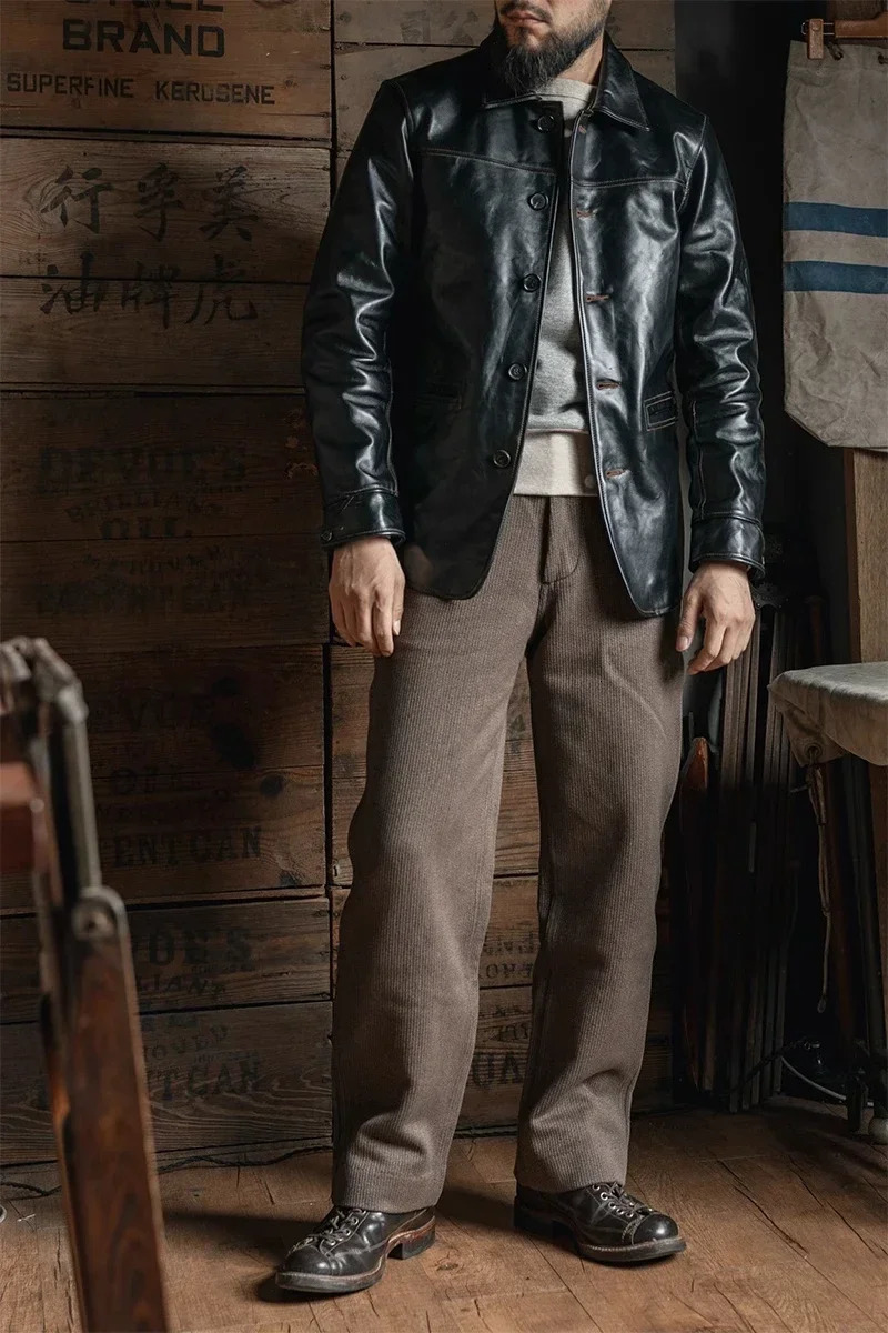 Bronson Lot 929 Retro Pique Striped Work Pants Salt and Pepper Winter Mens Casual Trouser 241115