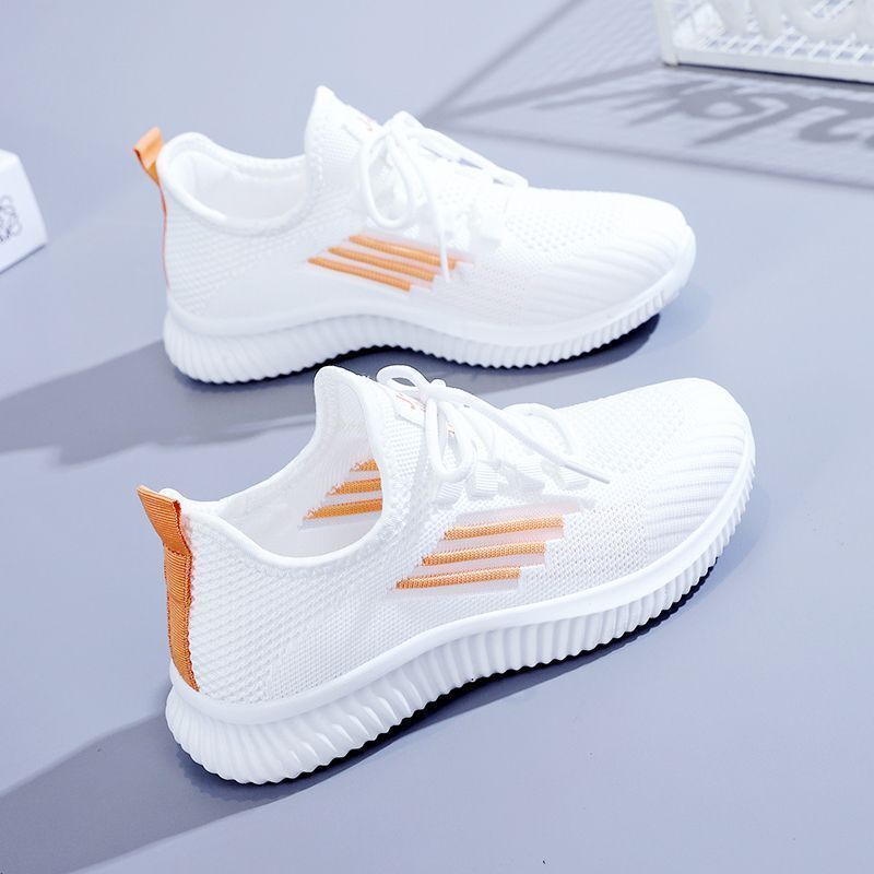 Women's white casual summer breathable sports women's lightweight and comfortable soft soled mesh shoes