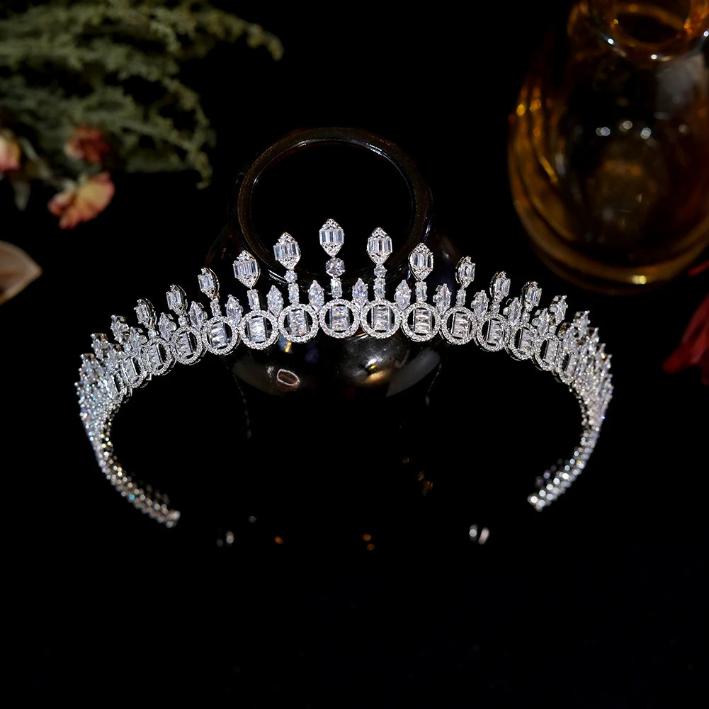 crystal headband Fascinato bridal wedding crown jewelry women CZ long hair accessories bridesmaid gifts 241115