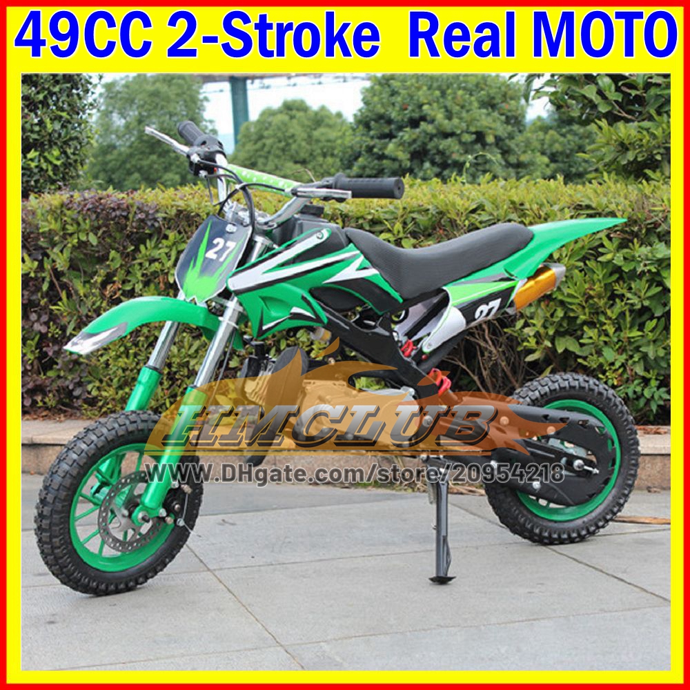 16Colors Real 49CC Mini Motorcycle 2 Stroke Dirt Bike Gasoline Scooter Mountain Off-road Superbike Racing Motorbike Adult Children MOTO Bikes Boy Girl