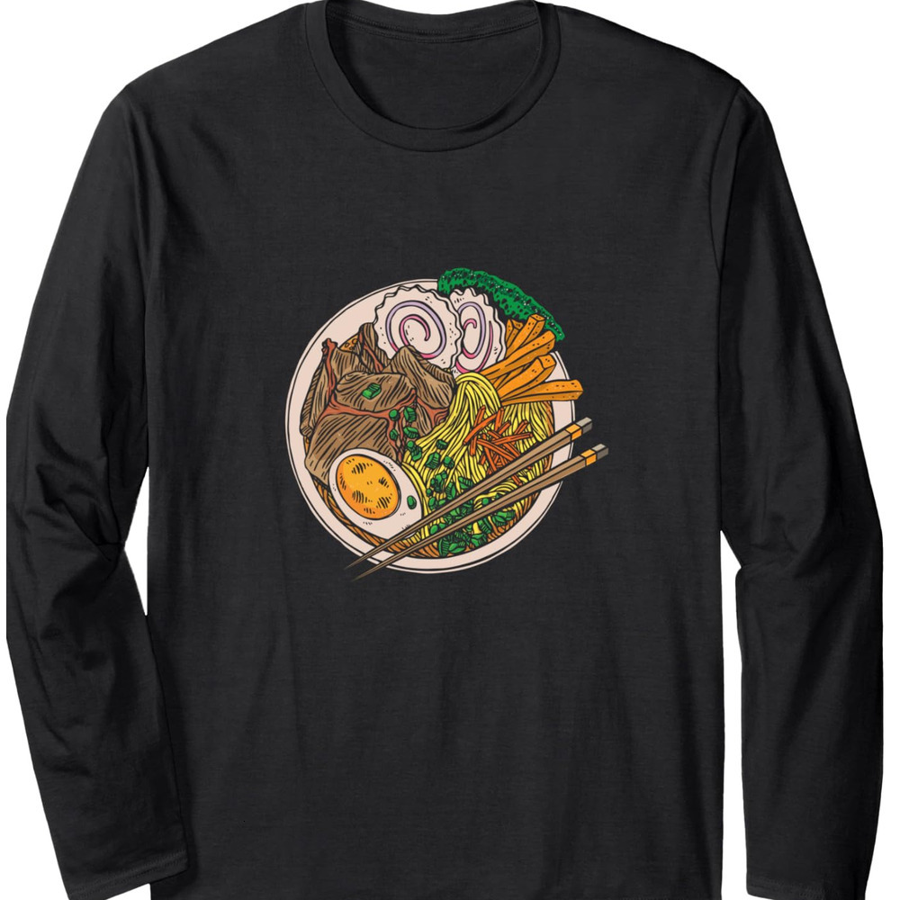 Long Sleeve Shirts for Men sweatshirt Ramen Bowl Chopstick Egg Lover Noodle Funny Gift Long Sleeve Tee Streetwear Casual tops clothes cool fashion