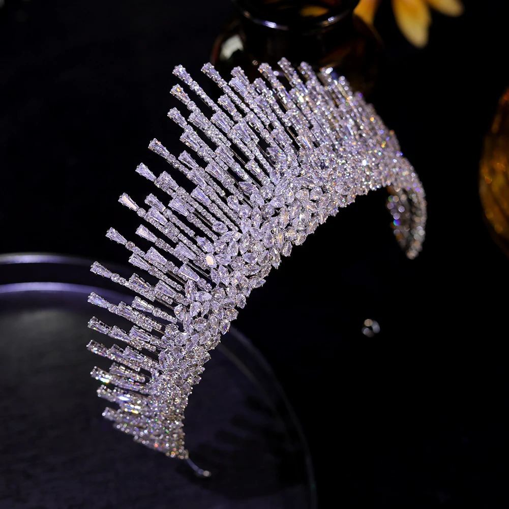 ASNORA Cubic Zirconia Crown Tocados Para Cabello Novia Bridal Head for Wedding Accessories CZ Tiara 241115