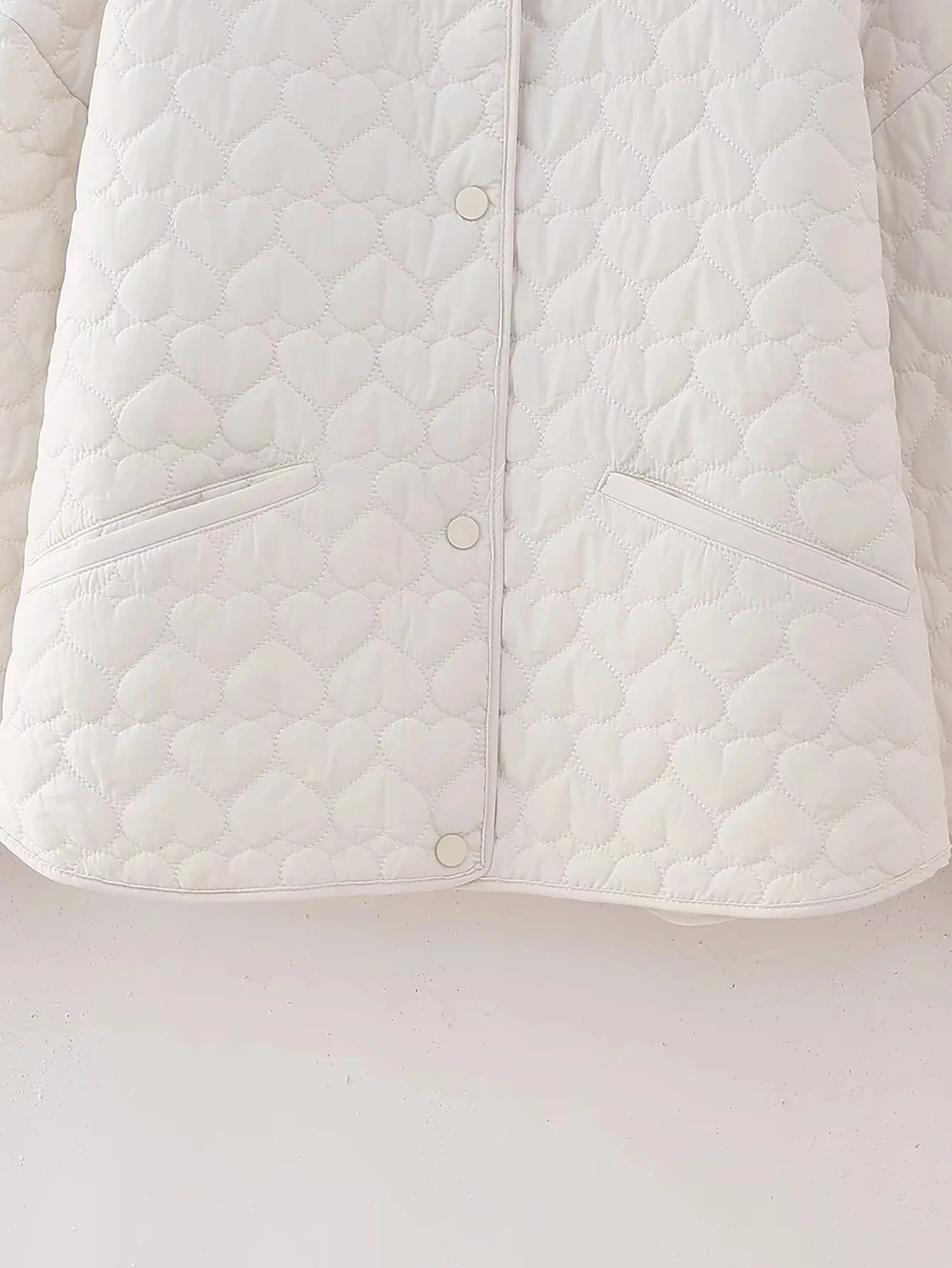 KAOPU ZA Women Fashion Heartshaped quilted cotton Jacket Womens casual spring pocket coat 241115